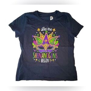 Mardi Gras Let the Shenanigans Begin! T-Shirt Women’s Size Large